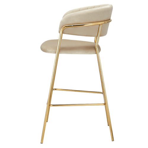 Dizajnová barová stolička, béžová Velvet látka/gold chróm zlatý, DASMIN NEW TYP 2