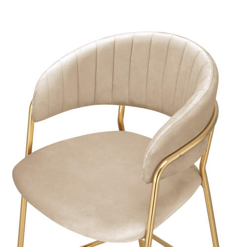 Dizajnová barová stolička, béžová Velvet látka/gold chróm zlatý, DASMIN NEW TYP 2