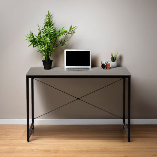 Písací stôl, betón/čierna, 120x60 cm, MELLORA