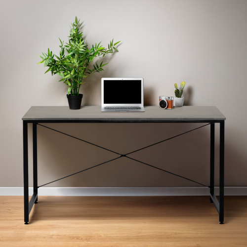 Písací stôl, betón/čierna, 150x60 cm, MELLORA