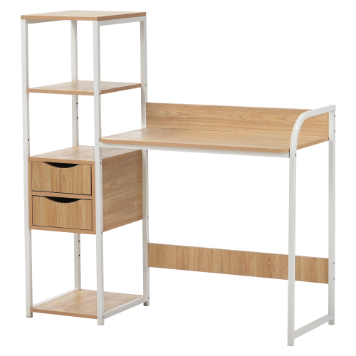 Univerzálny PC stôl, dub/biela, ELGIO