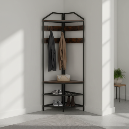 Vešiak, dub rustikal/čierna, ELVIRO