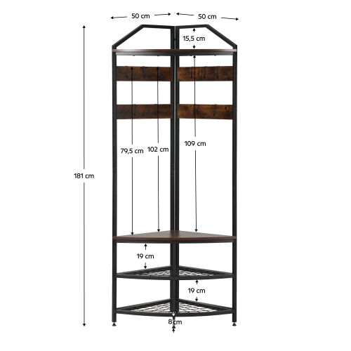Vešiak, dub rustikal/čierna, ELVIRO