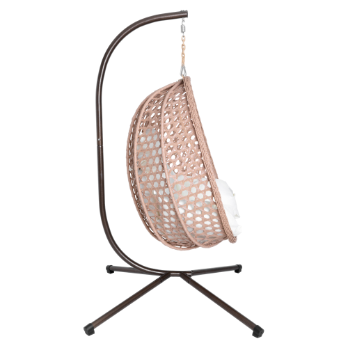 Závesné kreslo, skladacie, medená/béžová/krémová, SANAN