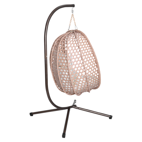 Závesné kreslo, skladacie, medená/béžová/krémová, SANAN