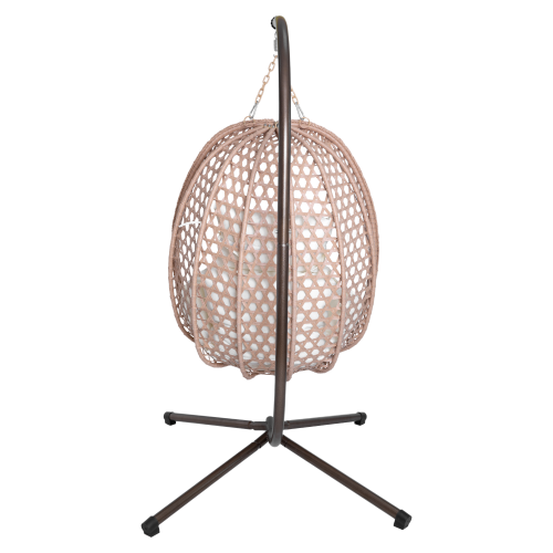 Závesné kreslo, skladacie, medená/béžová/krémová, SANAN