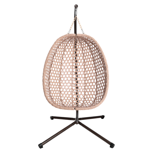 Závesné kreslo, skladacie, medená/béžová/krémová, SANAN