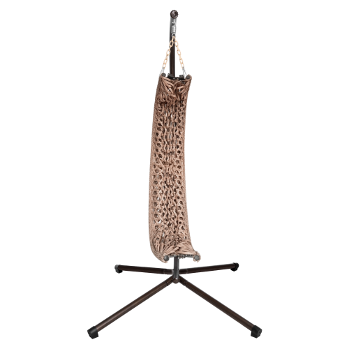 Závesné kreslo, skladacie, medená/béžová/krémová, SANAN