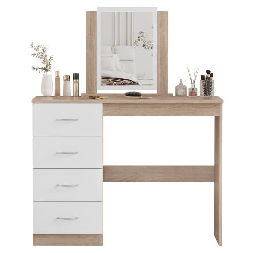 Toaletný stolík, dub sonoma/biela, KLEVIS