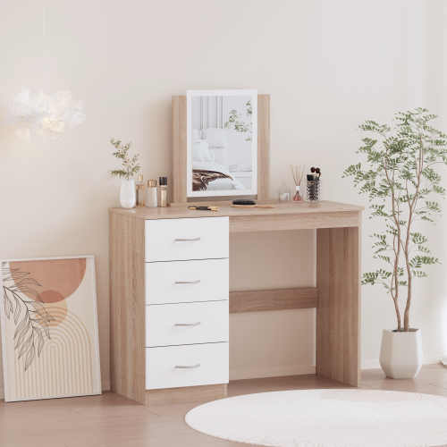 Toaletný stolík, dub sonoma/biela, KLEVIS