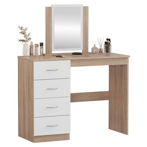 Toaletný stolík, dub sonoma/biela, KLEVIS