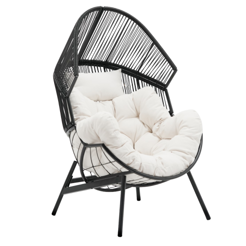 Záhradné kreslo, čierna/biela, NEO