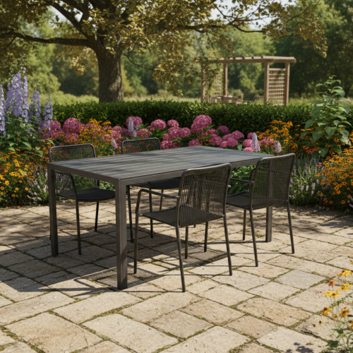 Záhradný stôl, hliník, čierna, ZINAN