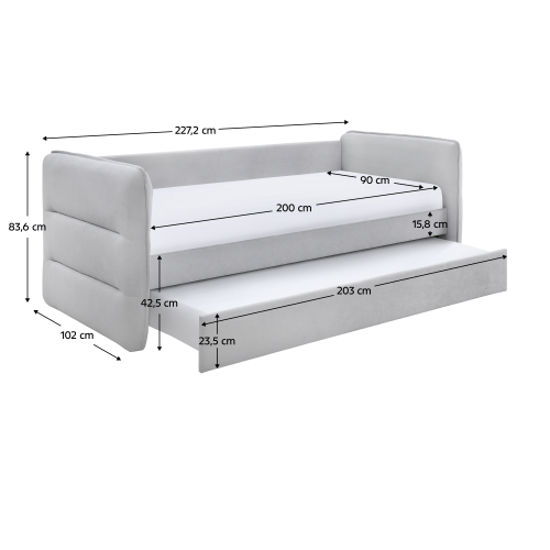 Rozkladacia posteľ, sivá, TRINIA