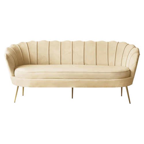 Luxusná pohovka, 3-sed, béžová Velvet látka/zlatá, Art-deco, NOBLEO TYP 2