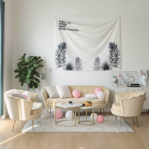 Luxusná pohovka, 3-sed, béžová Velvet látka/zlatá, Art-deco, NOBLEO TYP 2