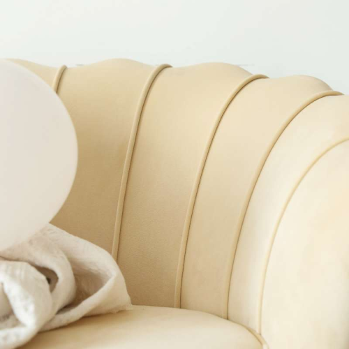 Luxusná pohovka, 3-sed, béžová Velvet látka/zlatá, Art-deco, NOBLEO TYP 2