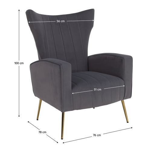 Relaxačné kreslo, sivá Velvet látka, BARET