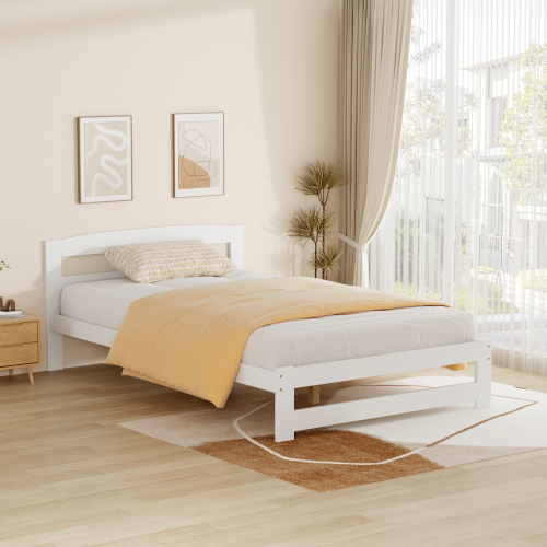 Posteľ s roštom, biela, 120x200, AZRA