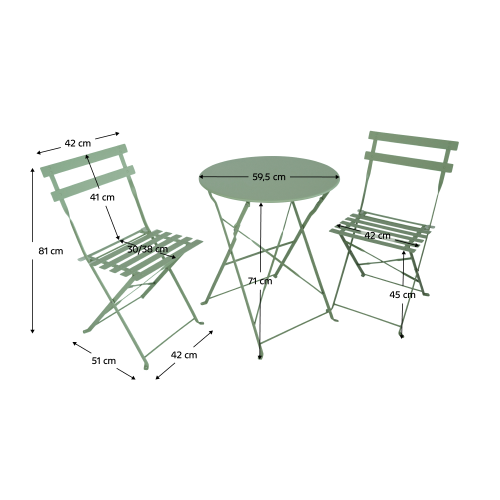 Záhradný set 1+2, zelená, oceľ, OBAX NEW