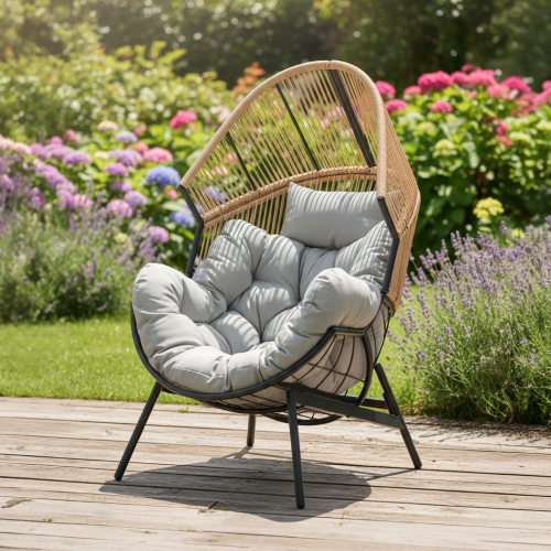Záhradné kreslo, hnedá/sivá, NEO