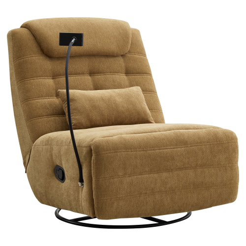 Luxusné otočné kreslo, hojdacie, horčicová, UMBRO