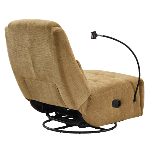 Luxusné otočné kreslo, hojdacie, horčicová, UMBRO