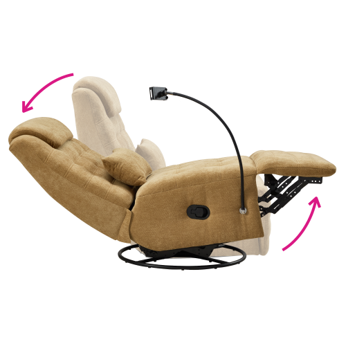 Luxusné otočné kreslo, hojdacie, horčicová, UMBRO