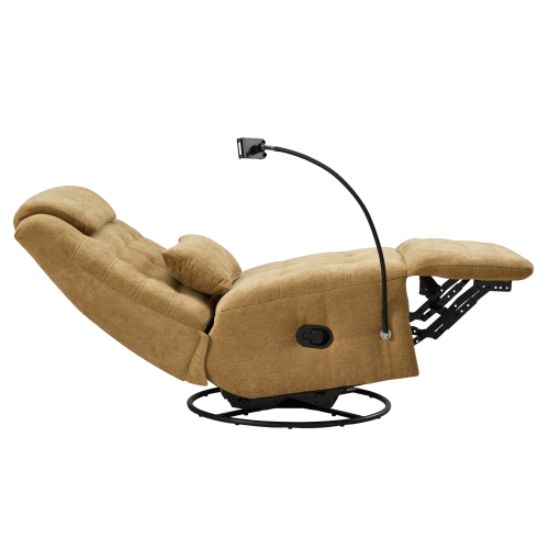 Luxusné otočné kreslo, hojdacie, horčicová, UMBRO