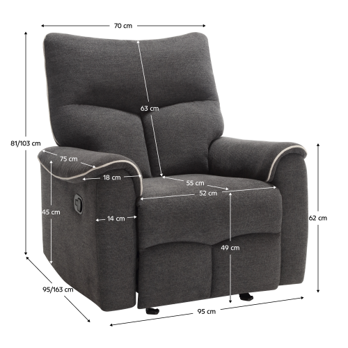 Relaxačné kreslo, tmavosivá/svetlosivá, NADER