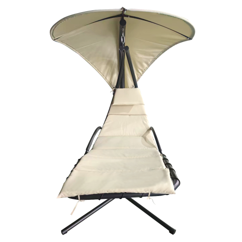 Záhradné hojdacie kreslo, béžová/čierna, SPAVIN 2 NEW