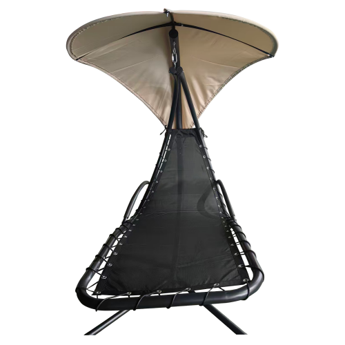 Záhradné hojdacie kreslo, béžová/čierna, SPAVIN 2 NEW