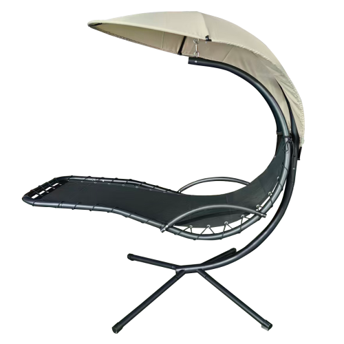 Záhradné hojdacie kreslo, béžová/čierna, SPAVIN 2 NEW