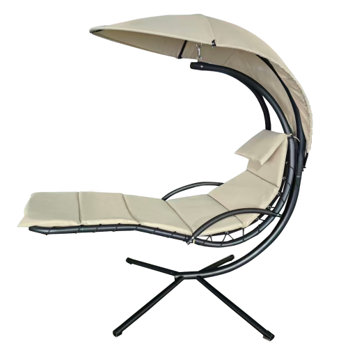 Záhradné hojdacie kreslo, béžová/čierna, SPAVIN 2 NEW