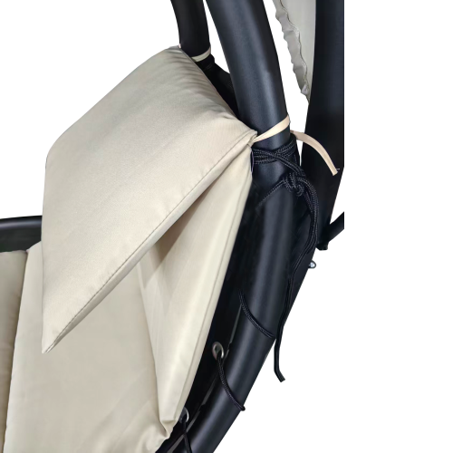 Záhradné hojdacie kreslo, béžová/čierna, SPAVIN 2 NEW