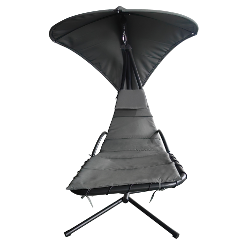 Záhradné hojdacie kreslo, sivá/čierna, SPAVIN 2 NEW