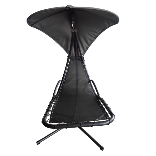 Záhradné hojdacie kreslo, sivá/čierna, SPAVIN 2 NEW