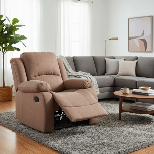 Relaxačné polohovacie kreslo, hnedá látka, ASKOY NEW