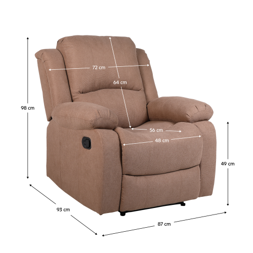 Relaxačné polohovacie kreslo, hnedá látka, ASKOY NEW