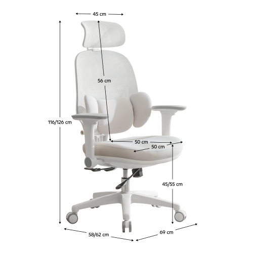 Kancelárske kreslo, sivá/biela, ABRAMO