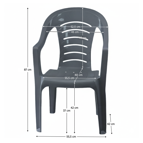 Záhradné stohovateľné kreslo, antracit, KESIA