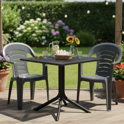 Záhradné stohovateľné kreslo, antracit, KESIA