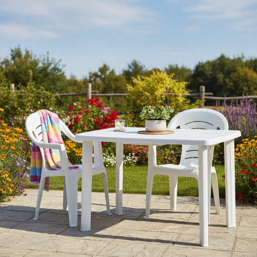 Záhradné stohovateľné kreslo, biela, KESIA