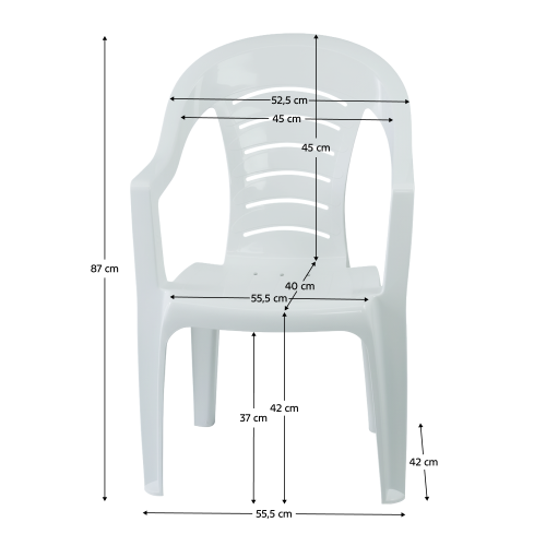 Záhradné stohovateľné kreslo, biela, KESIA