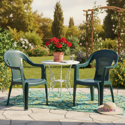 Záhradné stohovateľné kreslo, zelená, MEDRO