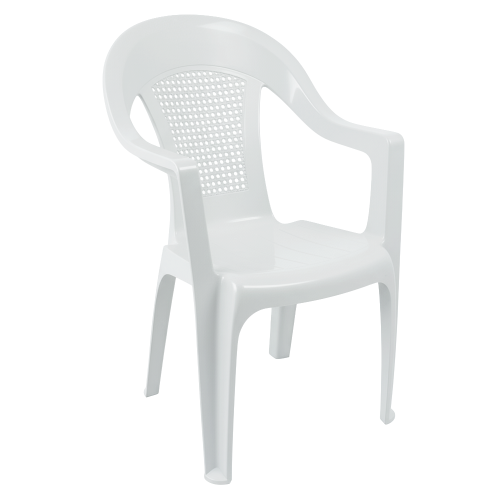 Záhradné stohovateľné kreslo, biela, MEDRO