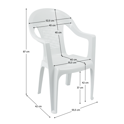 Záhradné stohovateľné kreslo, biela, MEDRO