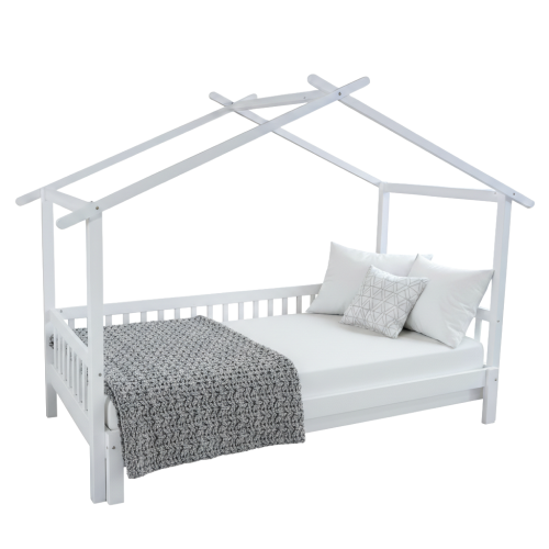 Montessori posteľ s prístelkou, biela, 90x200, KESIO