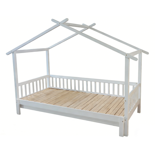 Montessori posteľ s prístelkou, biela, 90x200, KESIO