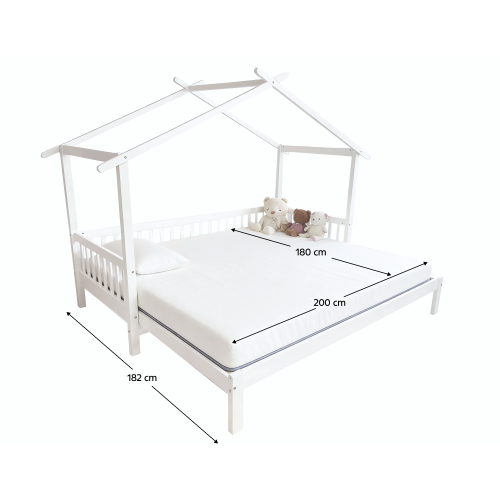 Montessori posteľ s prístelkou, biela, 90x200, KESIO